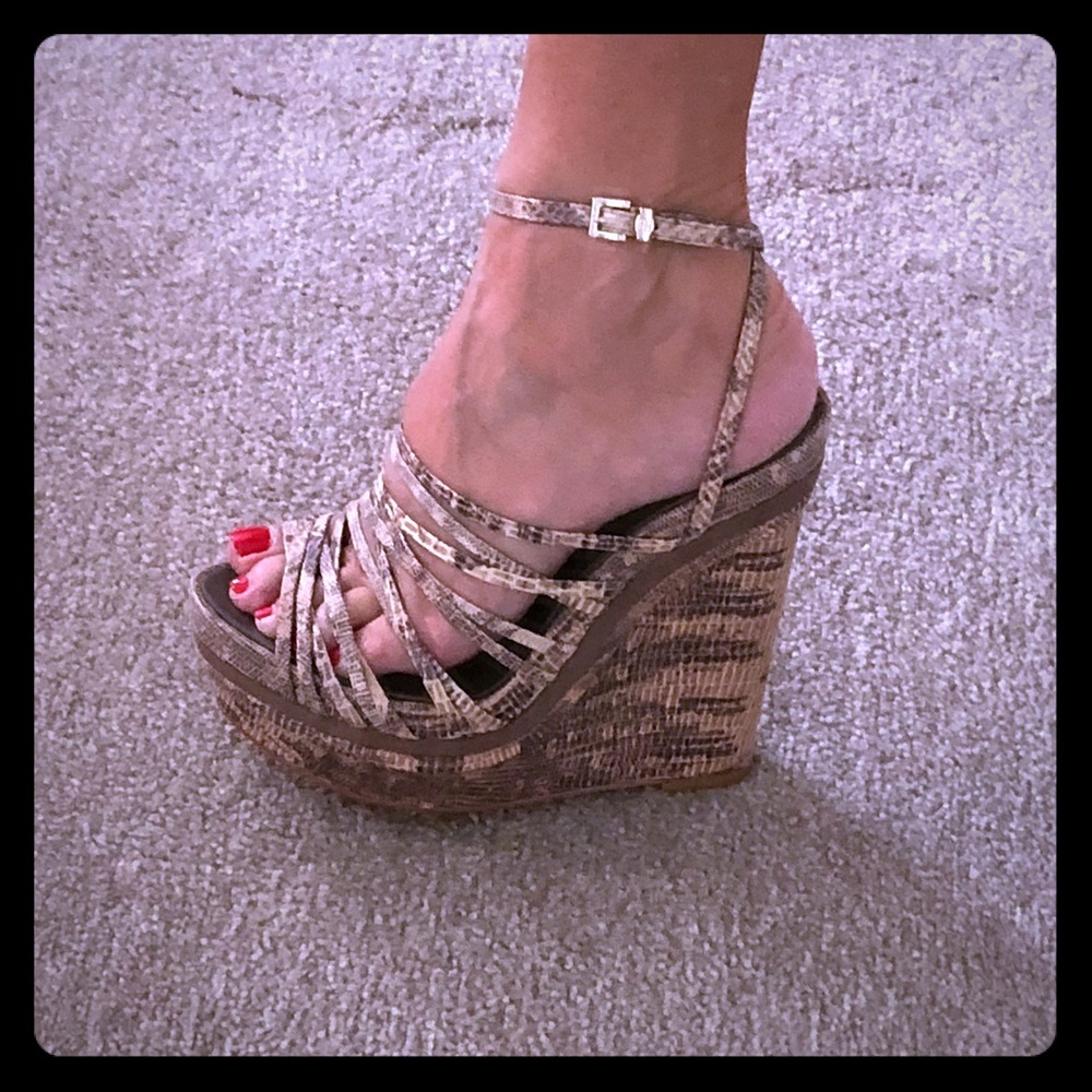 BCBG Snakeskin Wedge Sandal